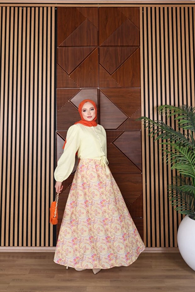 Printed Modal Summer Skirt and Blazer Set