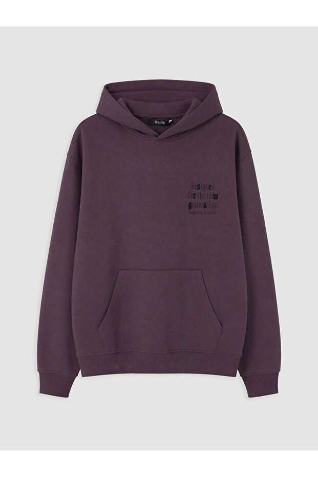 Purple Printed Men's Thick Hoodie