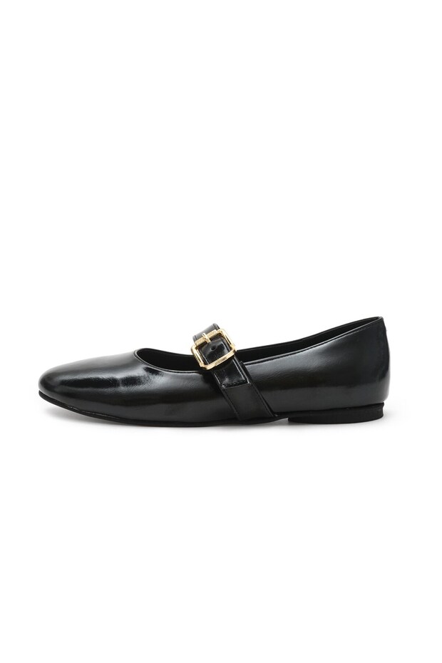 Black Color Buckle-Strapped Mary Jane Women's Flats