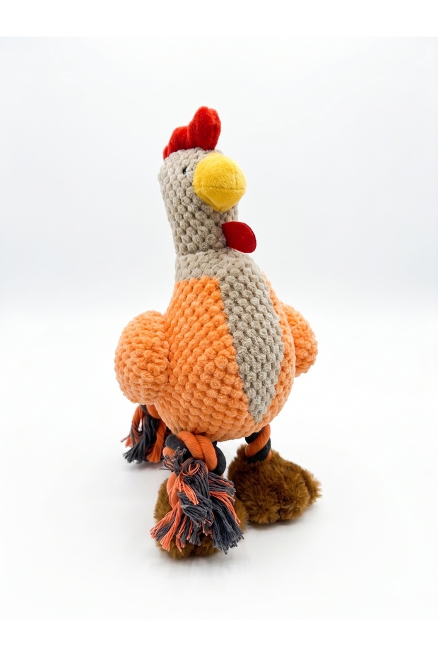 Cute Chicken Plush Dog Toy - Silent Chew Toy with Rope Legs and Textured Surface 28 cm