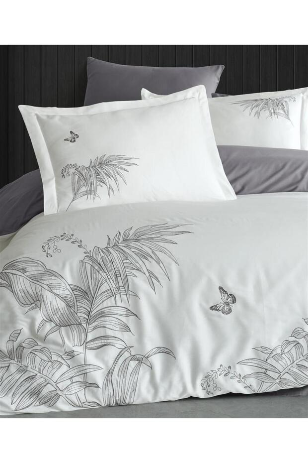 Double Person Exclusive Series Embroidered 100% Cotton Satin Duvet Cover Set