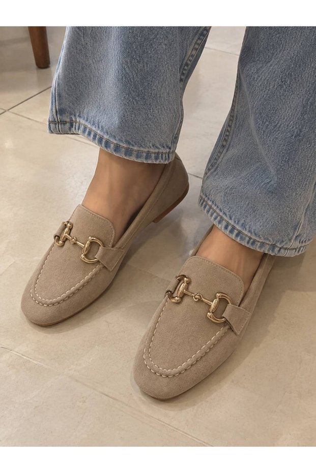 Gny Women's Mink Suede Thick Buckle Loafer Casual Stylish Ballerina Shoes