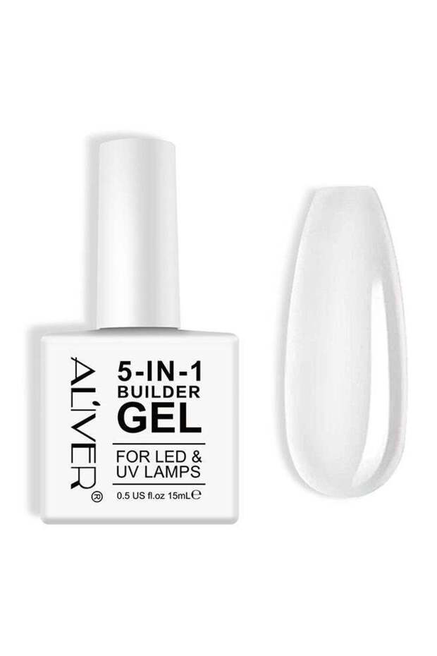 5-In-1 Builder Gel,Gel Nail Polish Builder for Nails, UV/LED Nail Polish Gel for Repair Nails Extension Nail Art Decoration,15ml (White)