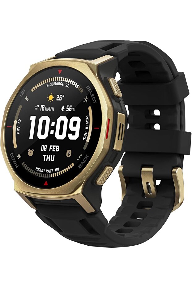 T-Rex 3 Pro Outdoor Smart Watch 44mm Sapphire AMOLED Display with Flashlight, Ti Bezel, Dual Band GPS, Offline Maps, 17 Days Battery, 10 ATM, 180+ Sports Mode for Android & iPhone, Black Gold