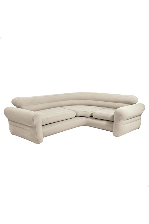 68575N، أريكة زاوية قابلة للنفخ، 258 × 203 × 76 سم، كريمي، ثلاث مقاعد، PVC - 97%، رايون - 3%