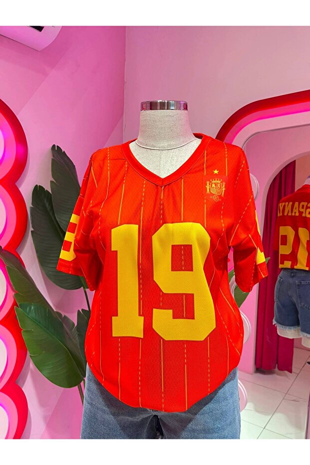 Red V-Neck Espana Jersey T-Shirt