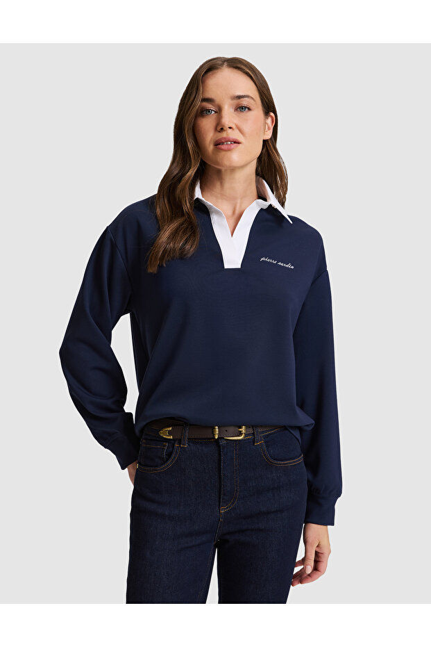 Navy Blue Comfort Fit Sweatshirt 50331309-Vr033