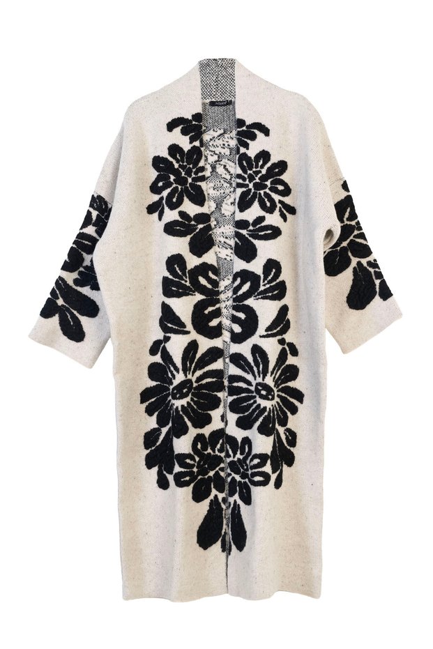 Floral Patterned Long Cardigan