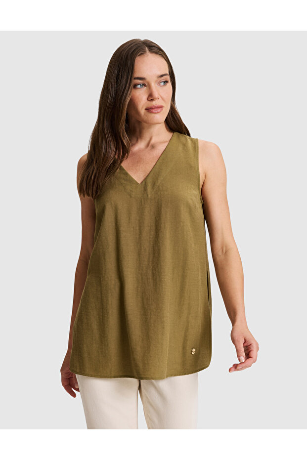Khaki Regular Fit Blouse 50324025-Vr027