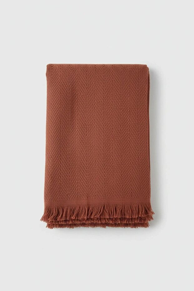 Tv Shawl & Sofa Cover | Tasseled Cotton Coverlet (170X200Cm) - 8 Colors