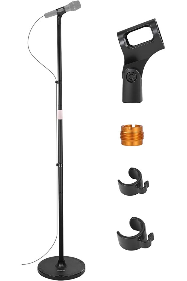 حامل ميكروفون أرضي، قابل للتعديل بثلاثة أقسام، حامل ميكروفون قابل للفصل مع قاعدة ثقيلة الوزن