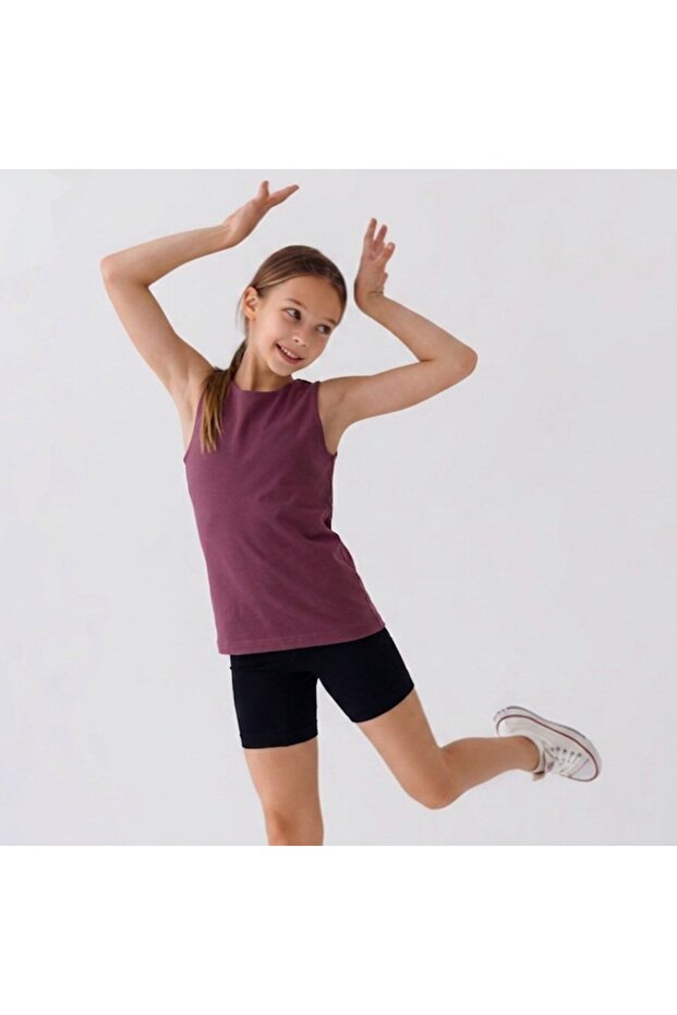 Young Women's Basic Sleeveless Half-Lined Tshirt Bb2815