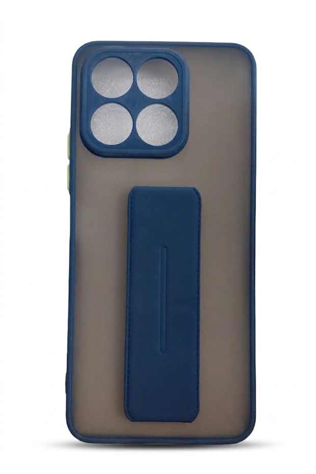غطاء لهاتف Honor X8a مع حامل مدمج، غلاف هاتف شفاف نصف شفاف مقاوم للصدمات