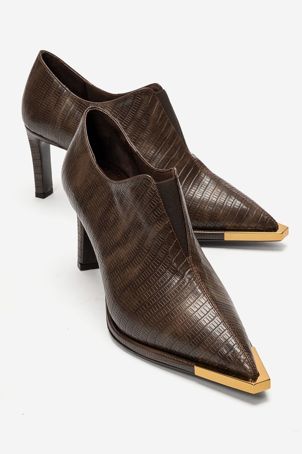 Vivana Brown Striped Women's Heeled Shoes