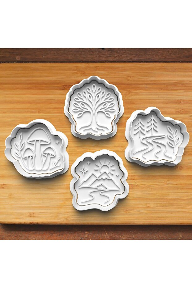 Nature Scenery 4-Piece Cookie and Sugar Dough Mold Set