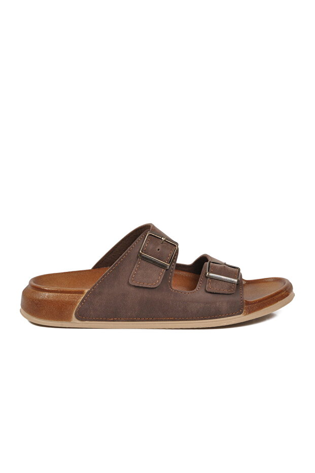 Brown Adjustable Double-Strapped Comfortable Soft-Sole Men's Slippers 305-2002 m