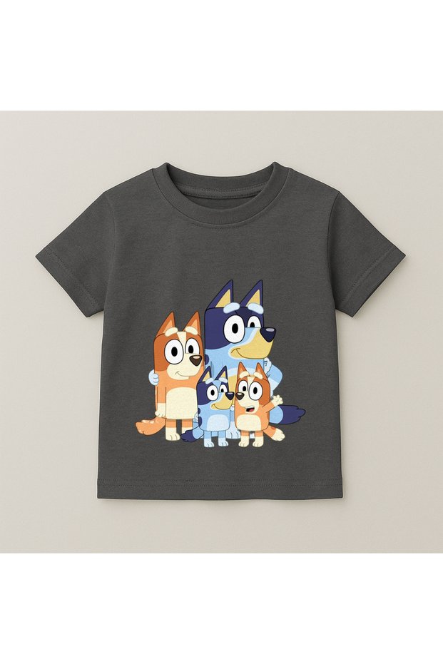 Bluey Family Printed Children's T-Shirt 100% Cotton Smoked