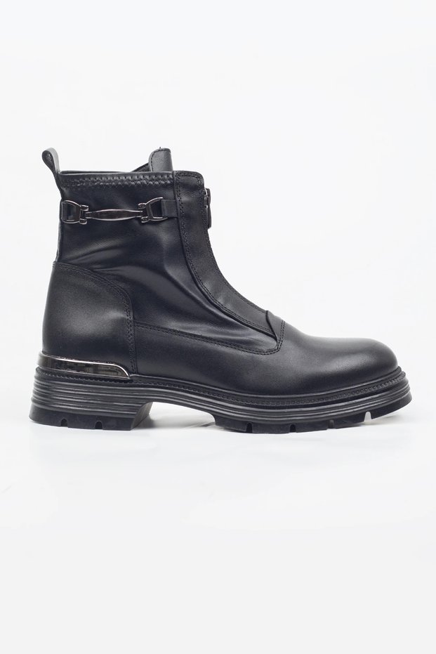Venüs Genuine Leather Daily Boots with Front Zipper