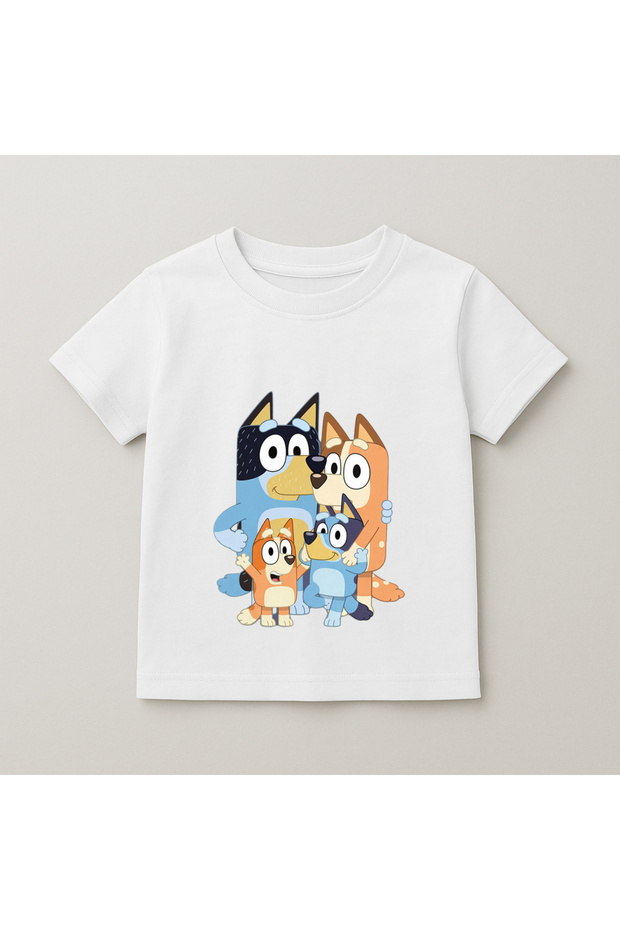 Bluey Family Printed Kids T-Shirt 100% Cotton White