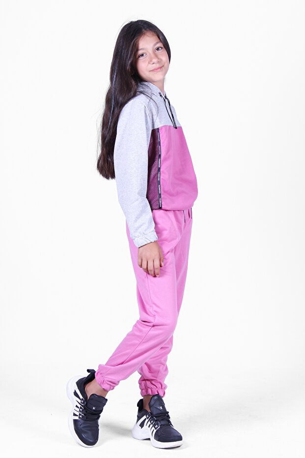 Girl's Mesh Printed Tracksuit Set
