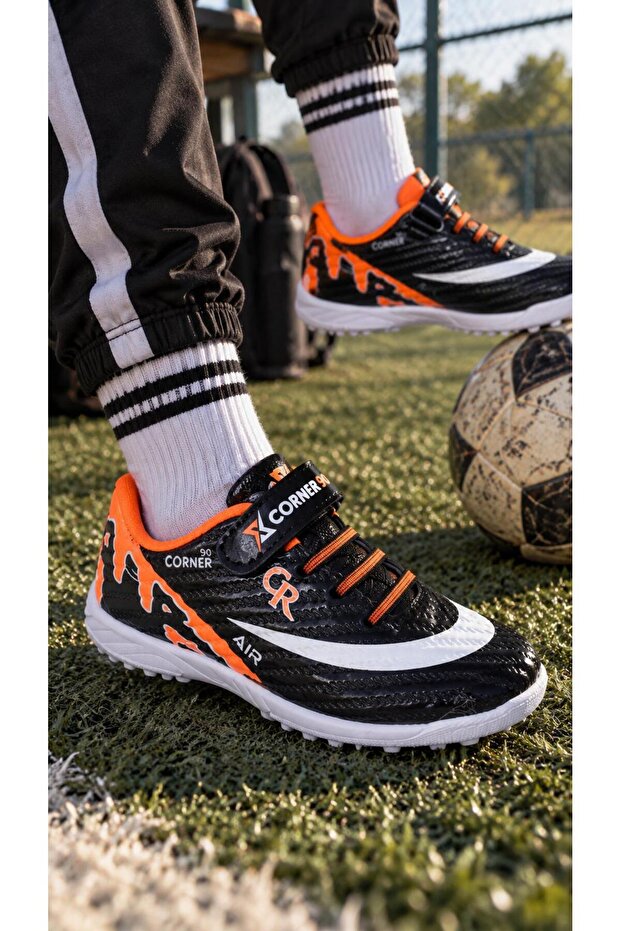 Velcro Patent Leather Children's Soccer Cleats with Spikes