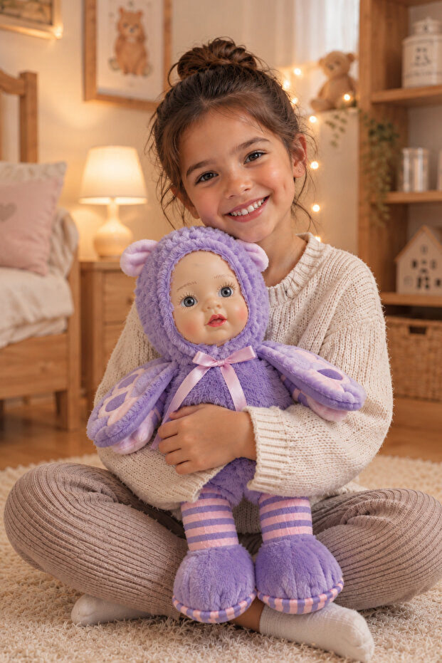 Cute Baby Face Bee Plush Toy Large Size Doll with Bee Costume 35 cm