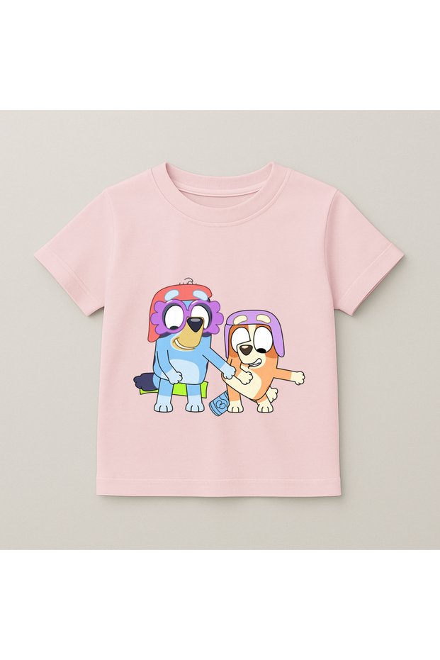 Bluey Costumed Friends Printed Kids T-Shirt 100% Cotton Pink