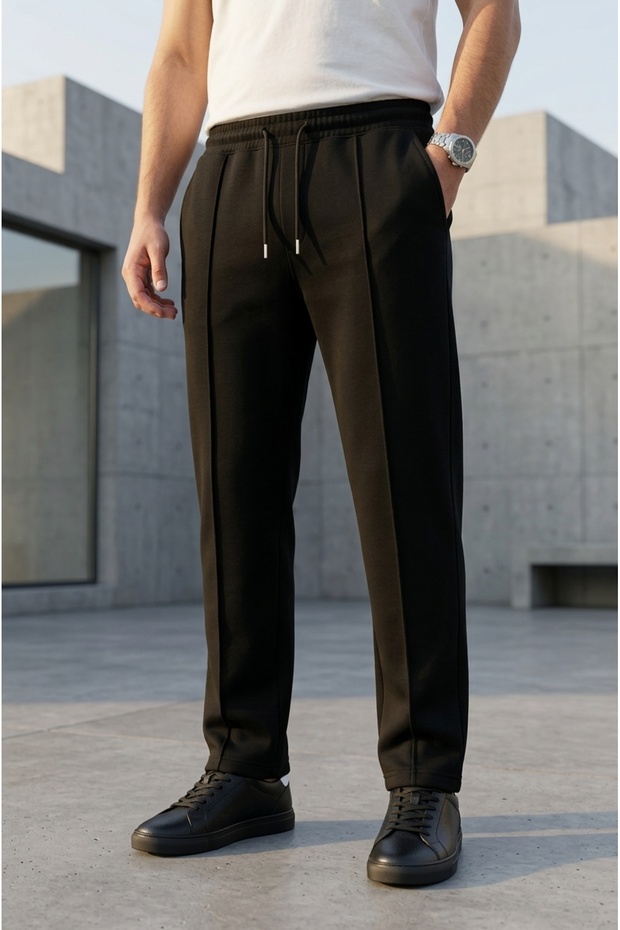 Men's Warm Three-Threaded Sweatpants with Inner Padded Lining