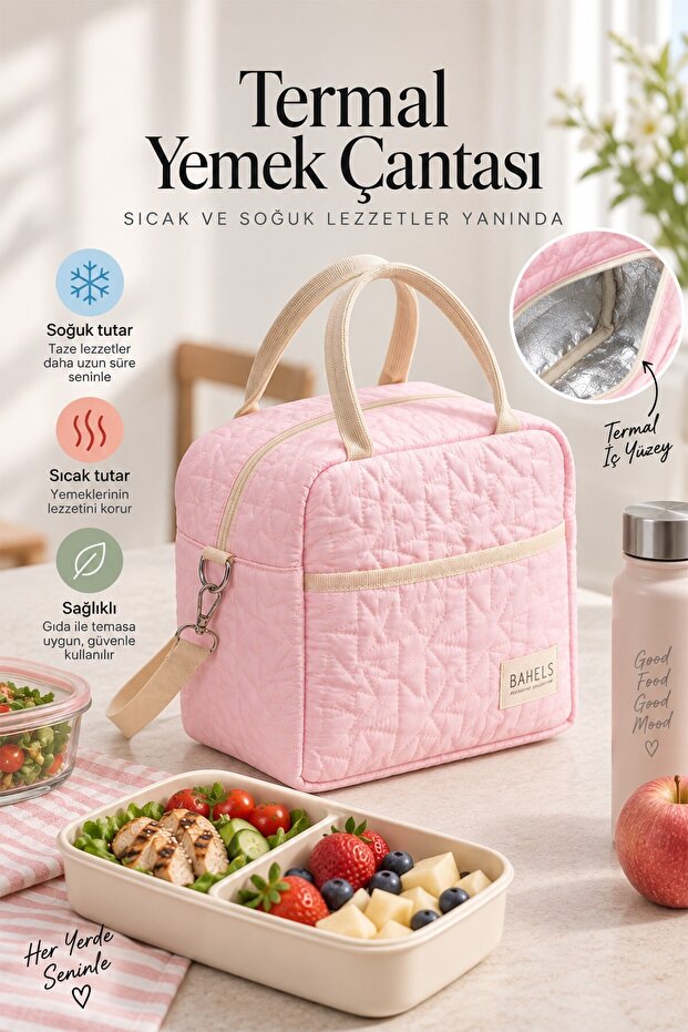 Star Puffy Pink Thermal Bag Food Carrying Lunch Bag Thermal Insulated Hanging Bag