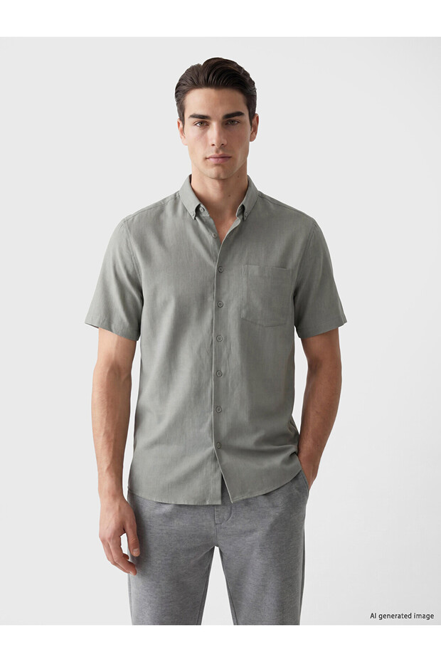 Lcwaikiki Classic Green Regular Fit Men's Shirt