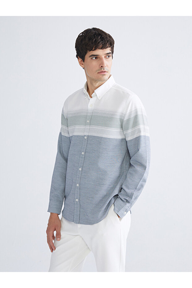 Regular Fit Long Sleeve Dobby Men's Shirt
