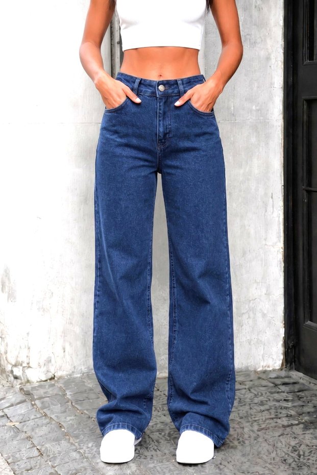 Women's Lycra Women's Dark Blue Super High Waist Jean Pants