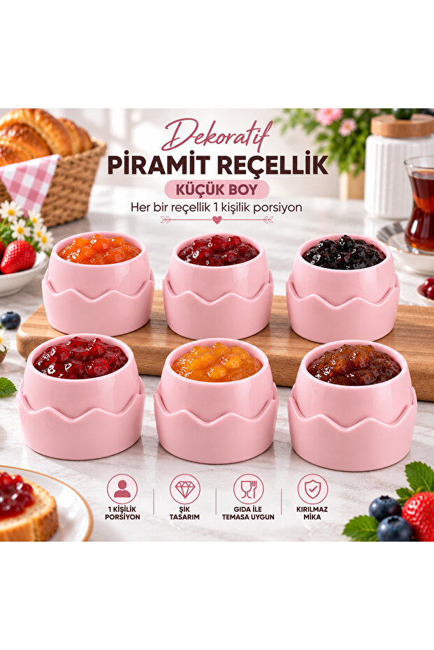 6 Decorative Pyramid Jam Bowls Small Size – Single Serving Plastic Jam & Sauce Bowls