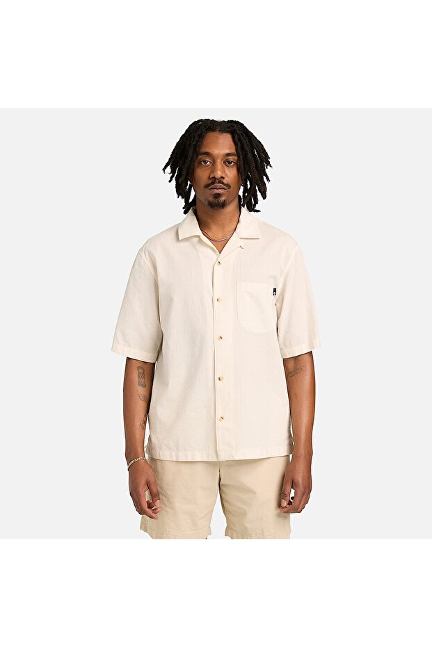 Ss Seersucker Resort Shirt Men's White Shirt