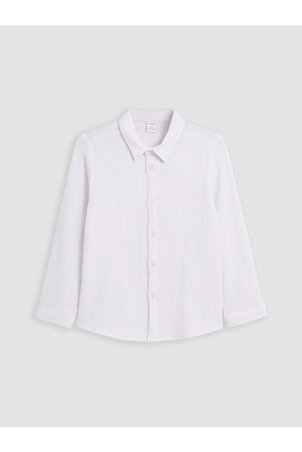 White Textured Boy's Shirt