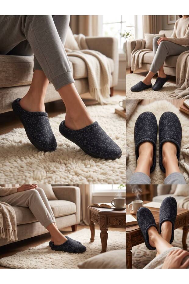 Star Patterned Winter Women's House Slippers