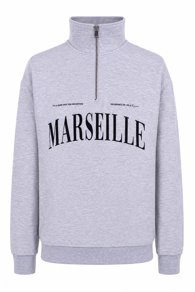 Marseılle Half Zipper Gray Men's Sweatshirt 27Kdt1000002