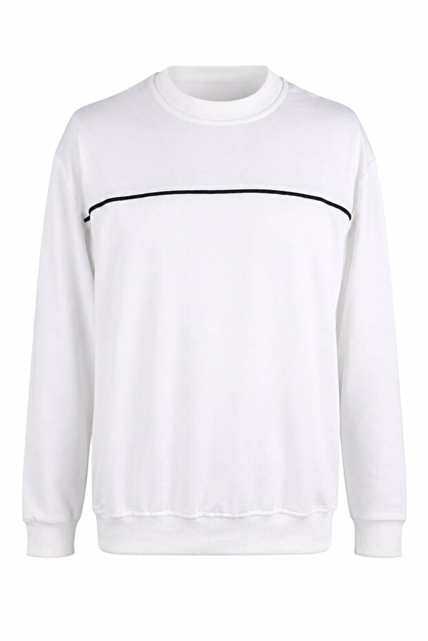 Biyeli Basic O Neck Ecru Men's Sweatshirt 27Kdt1000001