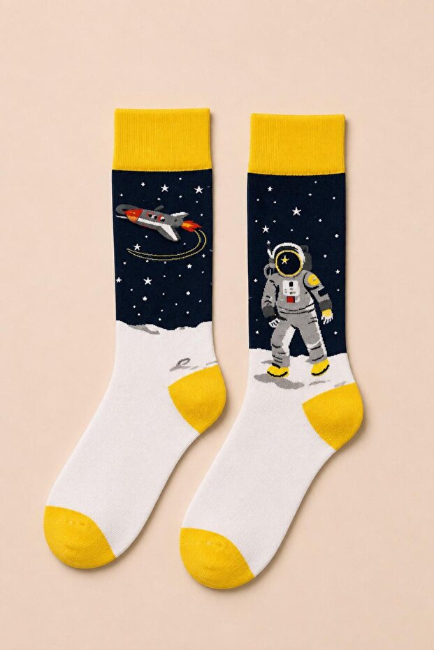 Astronaut and Space Shuttle Patterned Unisex Socks