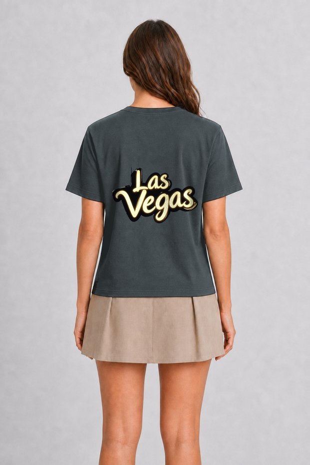 Las Vegas Neon-Inspired T-Shirt - Back Print - Smoked