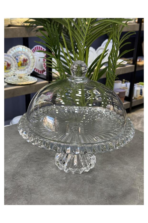 Lux Fine Crystal Glass Cake Jar 32 cm