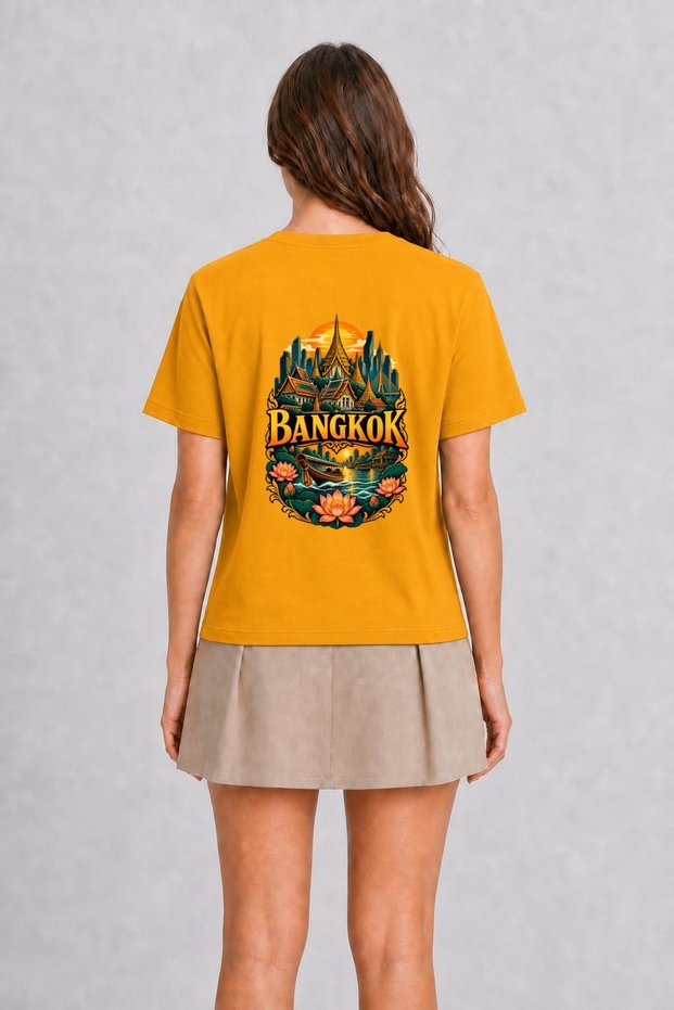 Bangkok City Themed Modern T-Shirt - Back Print - Yellow