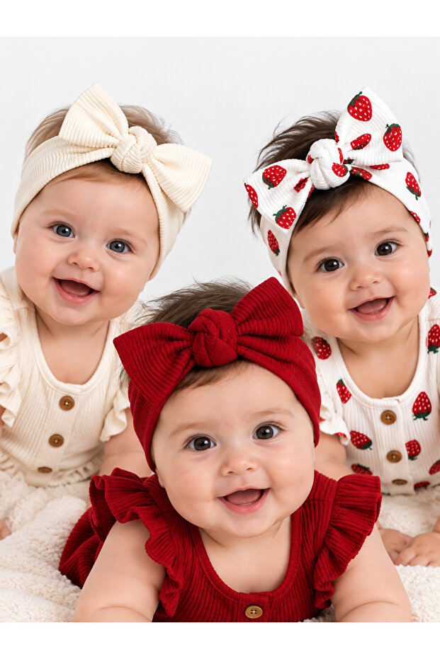 Baby Girl 3-Piece Tie-Back Hairband Set – Patterned and Colorful