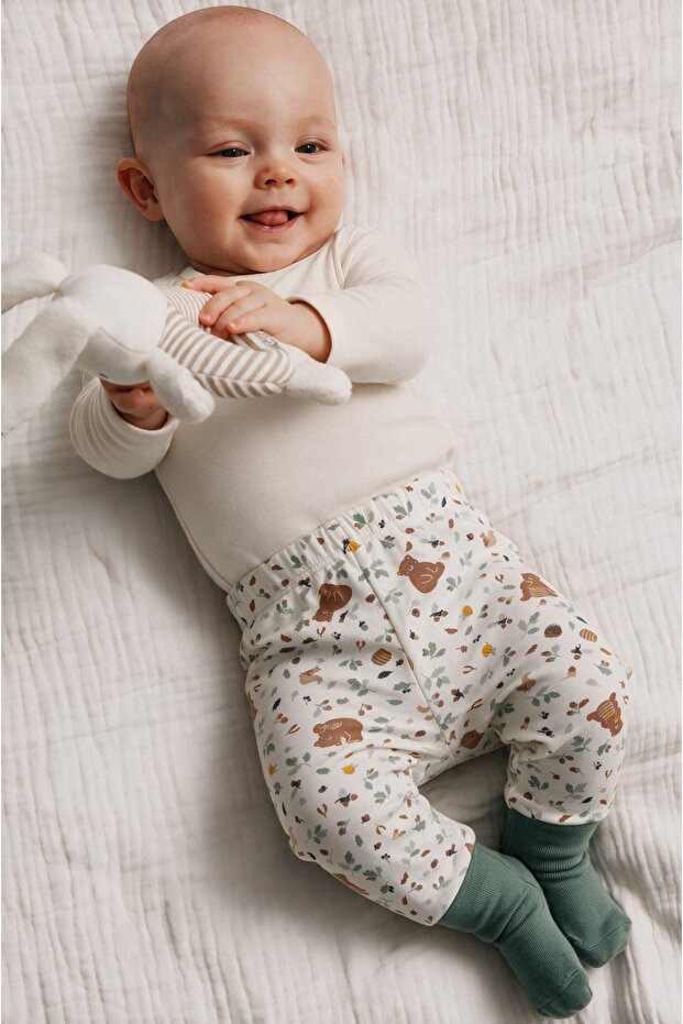 100% Organic Cotton Socks Baby Bottom Pajamas Teddy Bear