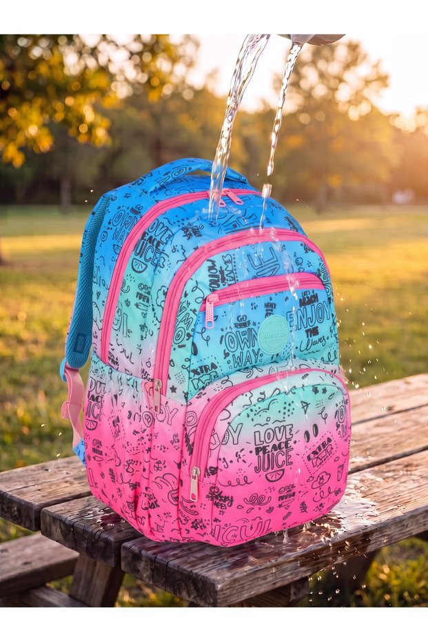 Crinkle Fabric Girls' School Bag Orthopedic Waterproof Multi-Compartment Backpack