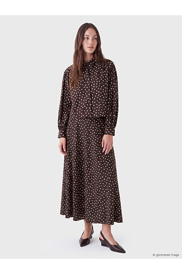 Alita City Lcw Modest Brown Polka Dot Poplin Women's Shirt with a Difference