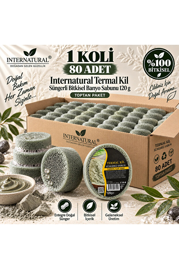 Internatural Thermal Clay Sponge Herbal Bath Soap 80-Pack Box (80 X 120 g)