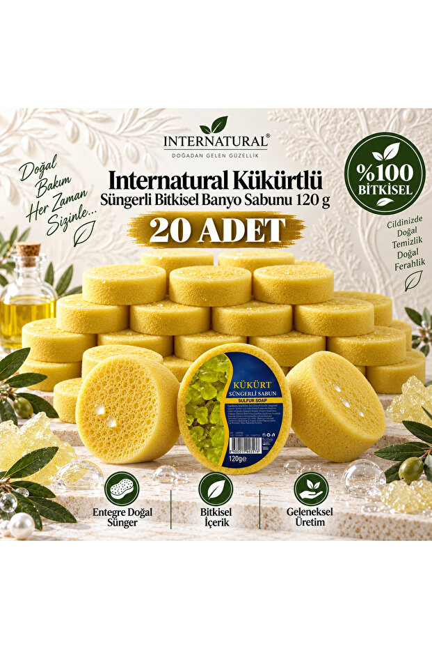 Internatural Sulfur Sponge Herbal Bath Soap 20 Pack (20 X 120 g)