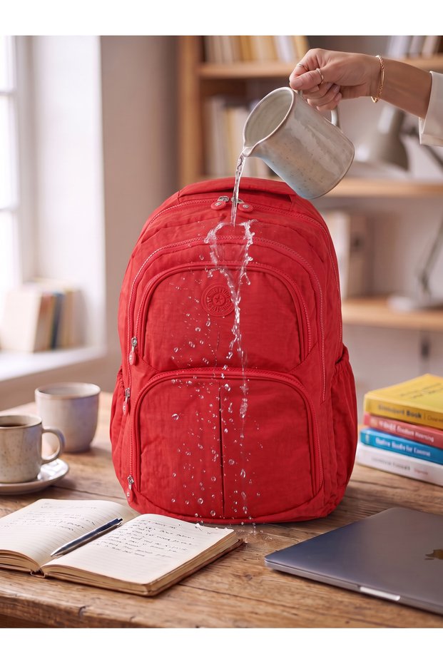 Unisex Waterproof Multi-Compartment Crinkle Middle School High School Backpack