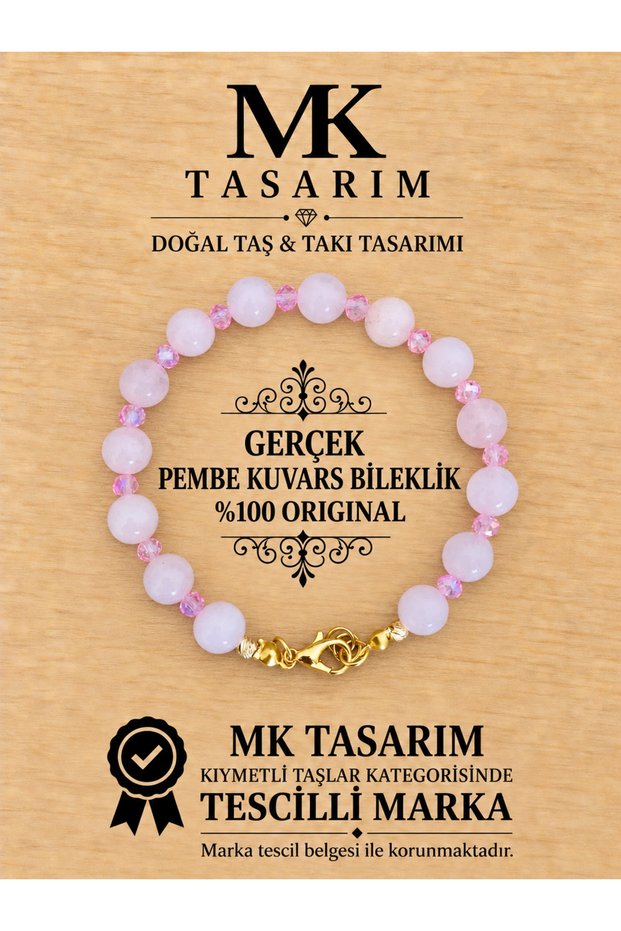 Real Pink Quartz Bracelet Mk.7000.867- Comfort-Peace-Energy- Stress Relief Bracelet- Colors Are Not Painted - They Are Their Own Color